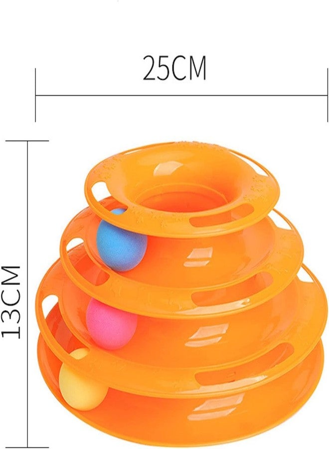 PET FUN 3 Layers Interactive Tower of Track Roller Pet Toy with Colorful Rolling Balls | Ideal for Solo or Group Play for Cats & Kittens | Turntable Puzzle Toy for Mental and Physical Exercise - Image 4
